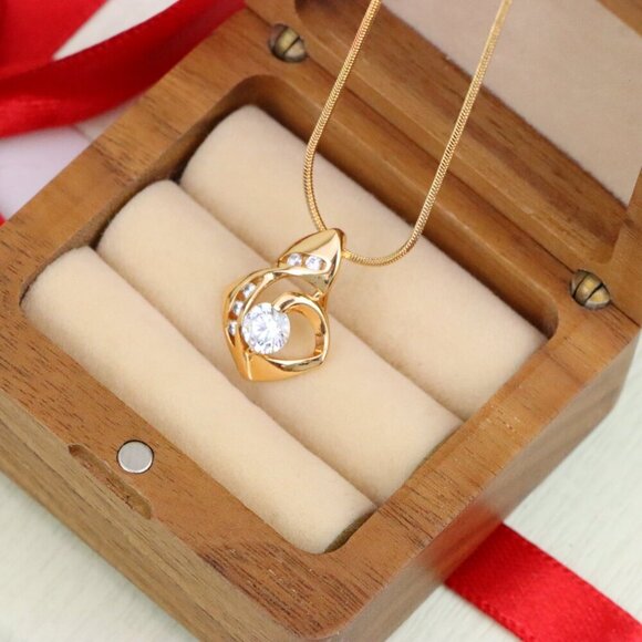 "Rose Gold Twist Pendant with Central Round Stone and Side Accents, XPPT1509 - Picture 7 of 13